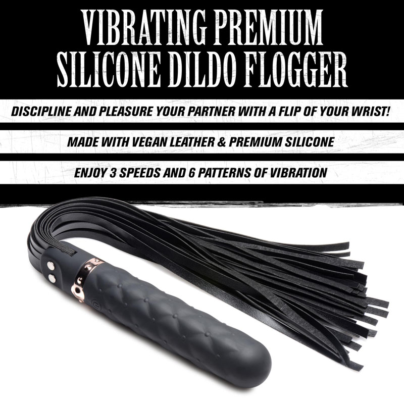 9X Vibrating Silicone Dildo Flogger - Image 3