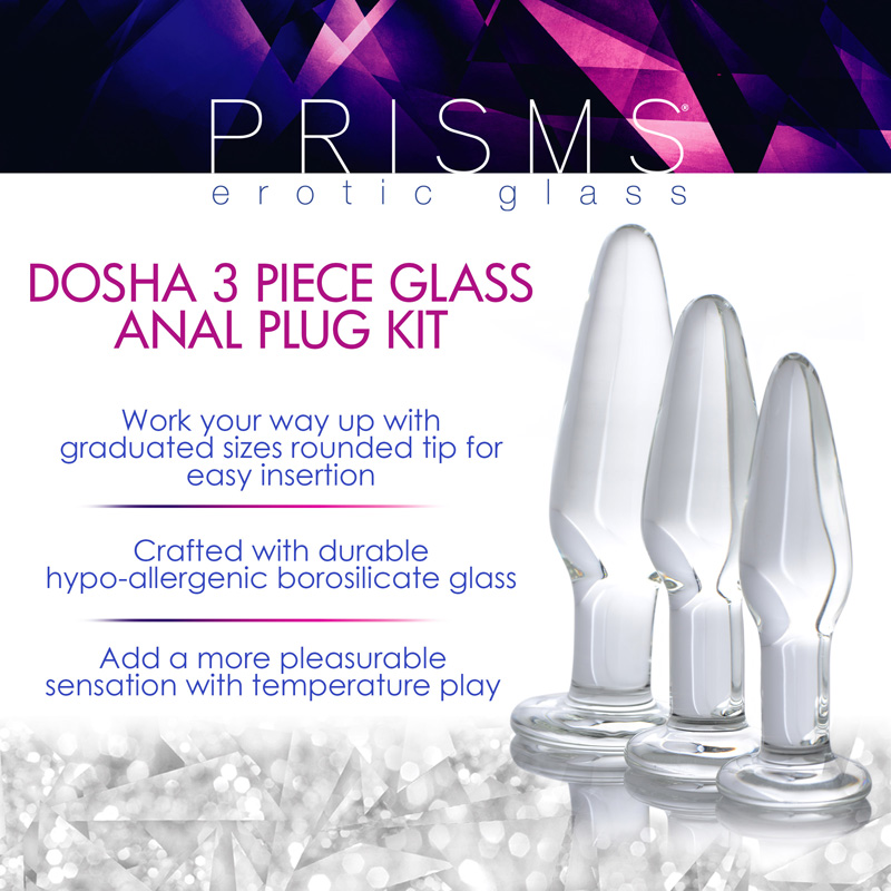 Dosha 3 Piece Glass Anal Plug Kit - Image 2