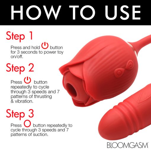10X Romping Rose Suction and Thrusting Vibrator - Image 8