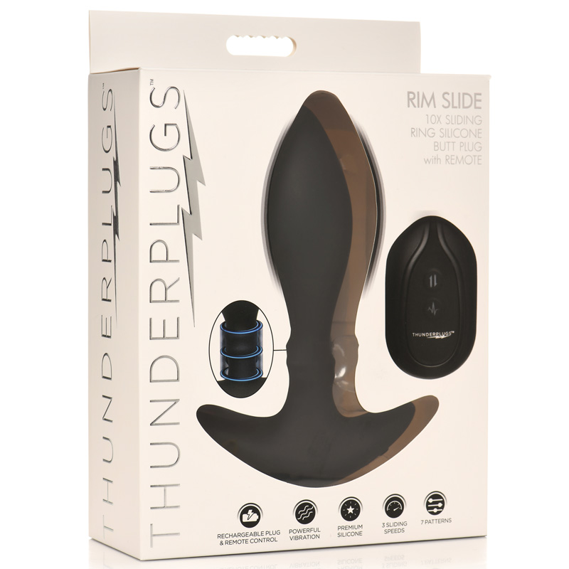 Rim Slide 10X Sliding Ring Silicone Butt Plug with Remote - Image 12