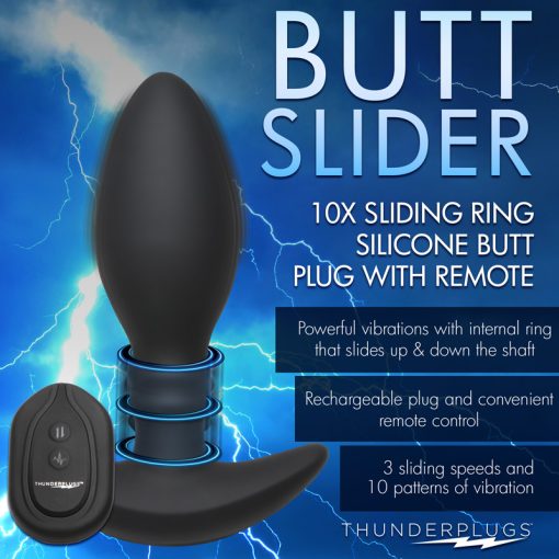 Rim Slide 10X Sliding Ring Silicone Butt Plug with Remote - Image 2
