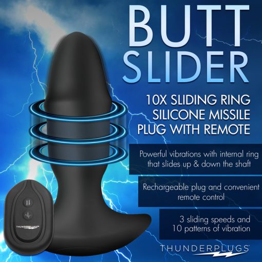 10X Sliding Ring Silicone Missile Plug with Remote - Image 2