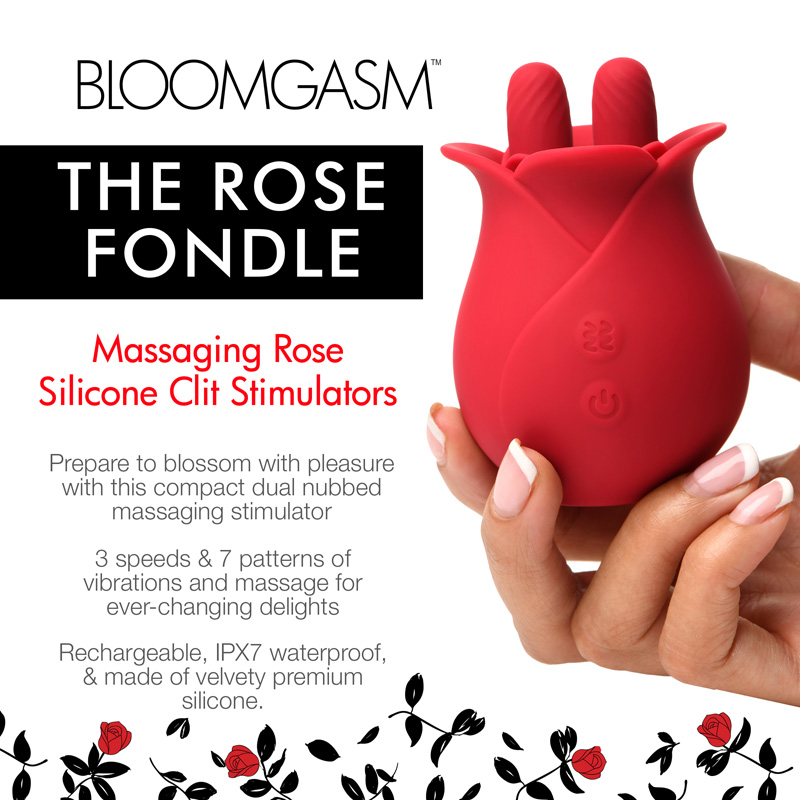 10X Fondle Massaging Rose Silicone Clit Stimulators - Image 2