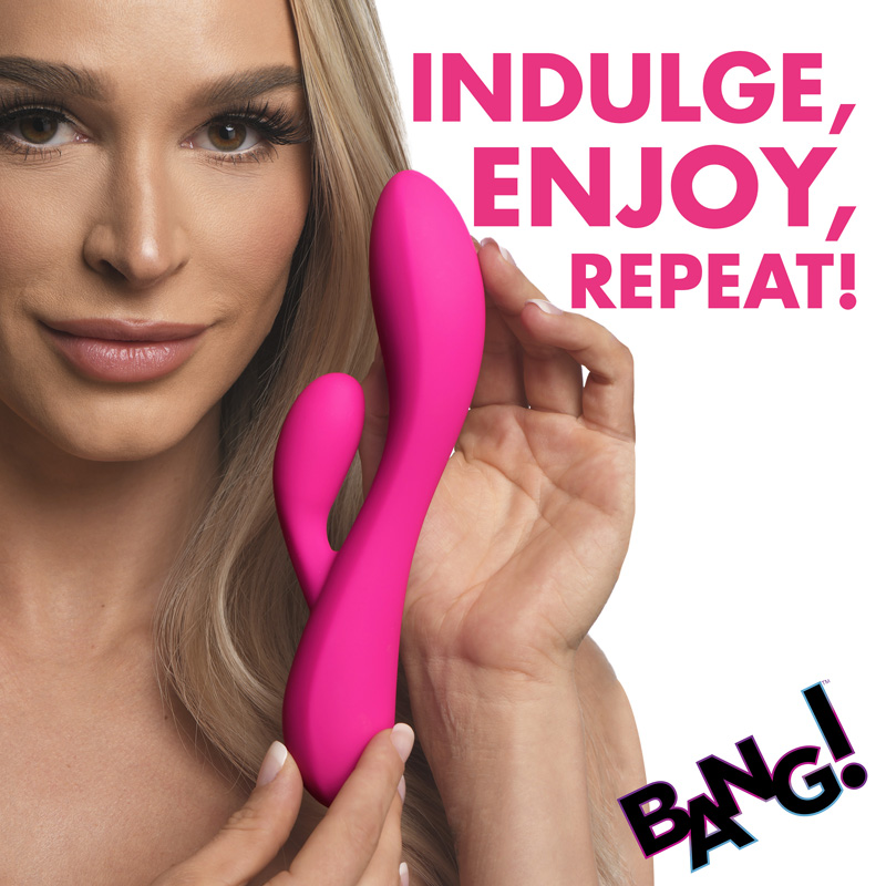 10X Flexible Silicone Rabbit Vibrator - Pink - Image 3