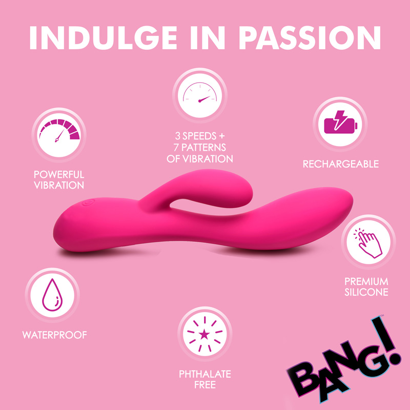 10X Flexible Silicone Rabbit Vibrator - Pink - Image 5