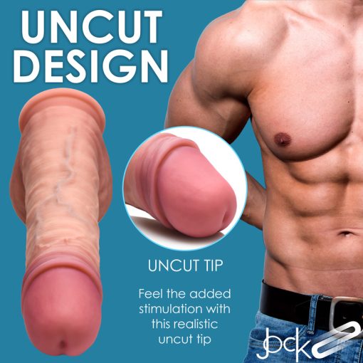 8.75 Inch Dual Density Uncut Dildo with Balls - Image 3