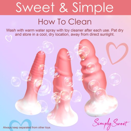 3 Piece Silicone Butt Plug Set - Pink - Image 9