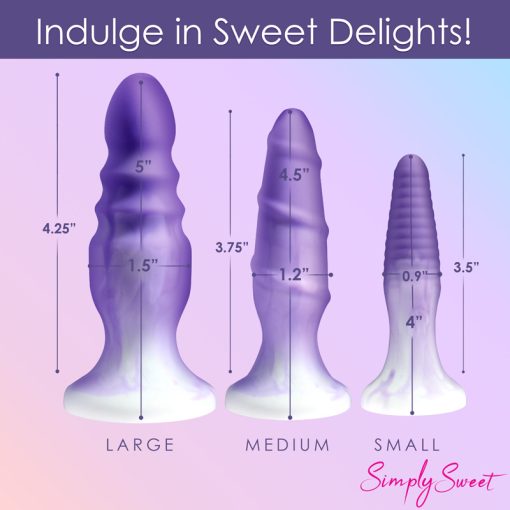 3 Piece Silicone Butt Plug Set - Purple - Image 4