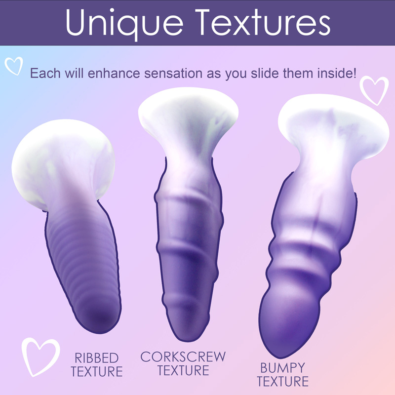 3 Piece Silicone Butt Plug Set - Purple - Image 6
