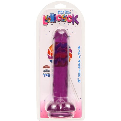 8 Inch Slim Stick with Balls Grape Ice Dildo - Image 2