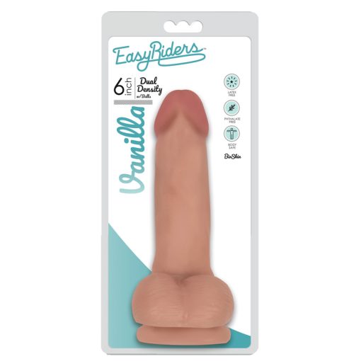 Easy Riders 6 Inch Dual Density Dildo With Balls - Flesh - Image 2