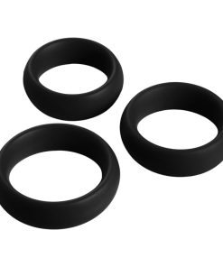 3 Piece Silicone Cock Ring Set - Black
