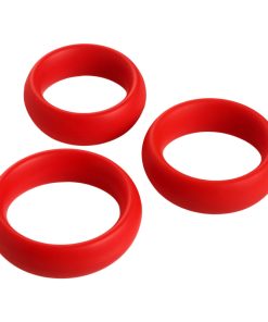3 Piece Silicone Cock Ring Set - Red