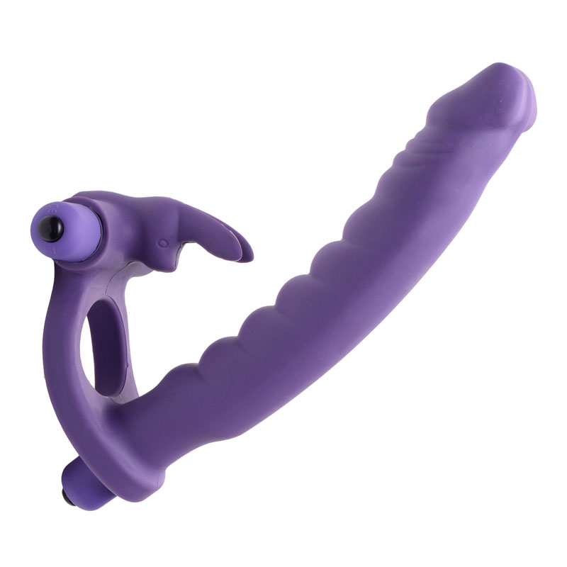 Double Delight Dual Penetration Vibrating Rabbit Cock Ring - Image 2