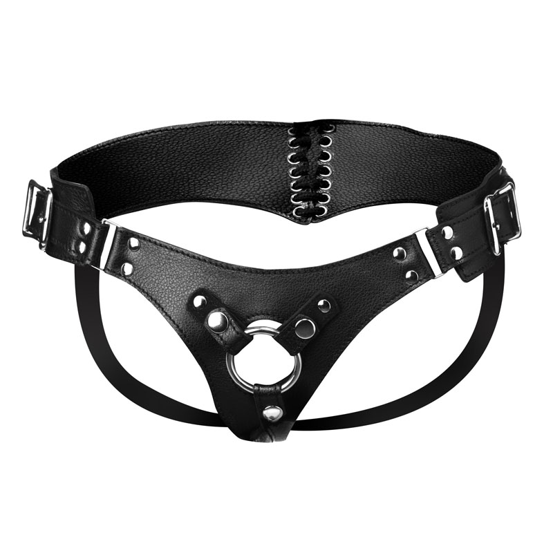Leather Corset Back Strap On Dildo Harness - Image 3