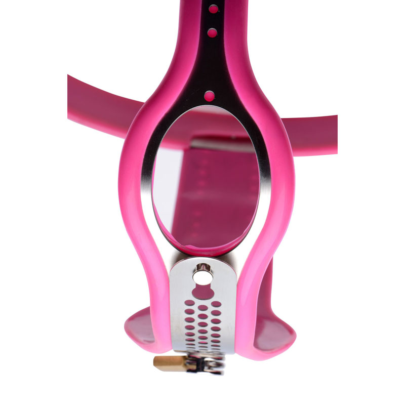 Pink Stainless Steel Adjustable Female Chastity Belt - Image 4