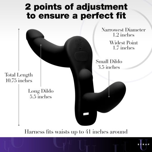 Double Take 10X Double Penetration Vibrating Strap-on Harness - Black - Image 4