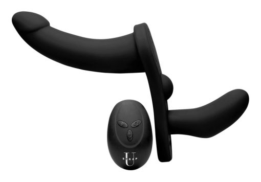 Double Take 10X Double Penetration Vibrating Strap-on Harness - Black - Image 9