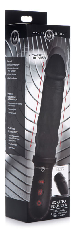 8X Auto Pounder Vibrating and Thrusting Dildo with Handle - Black - Image 5