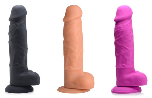 Power Pecker 7 Inch Silicone Dildo with Balls - Black - Image 5