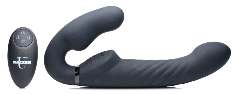 Ergo-Fit Twist Inflatable Vibrating Silicone Strapless Strap-on - Black - Image 4