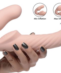 Ergo-Fit Twist Inflatable Vibrating Silicone Strapless Strap-on - Beige