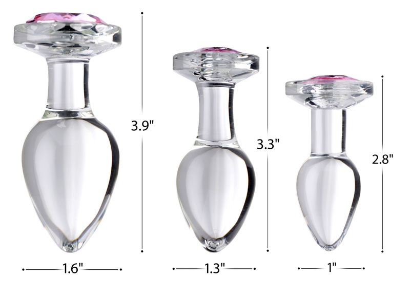 Pink Gem Glass Anal Plug - Large - Image 4