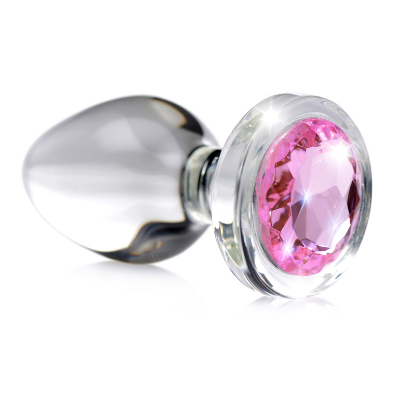 Pink Gem Glass Anal Plug - Medium - Image 3