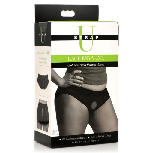 Lace Envy Black Crotchless Panty Harness - 2XL - Image 8