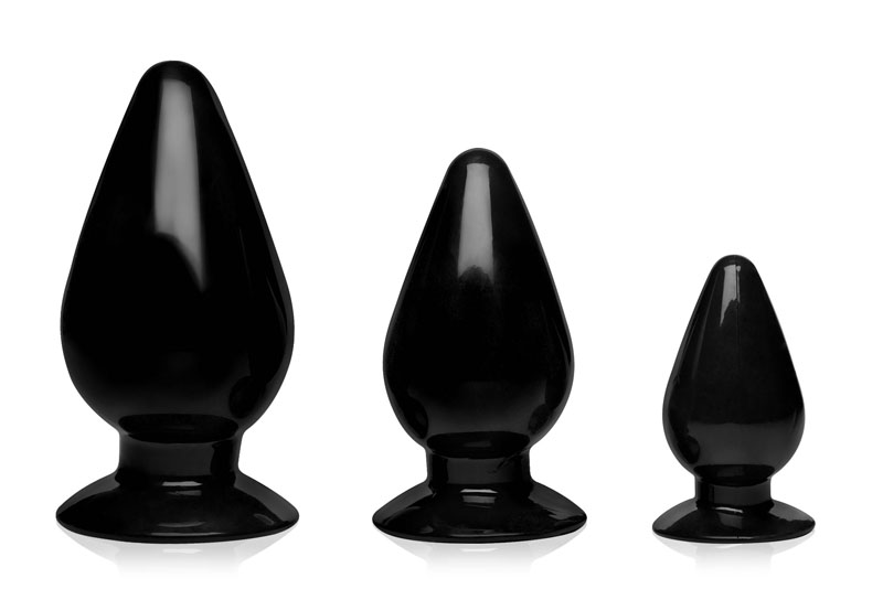 Triple Cones 3 Piece Anal Plug Set - Black - Image 2