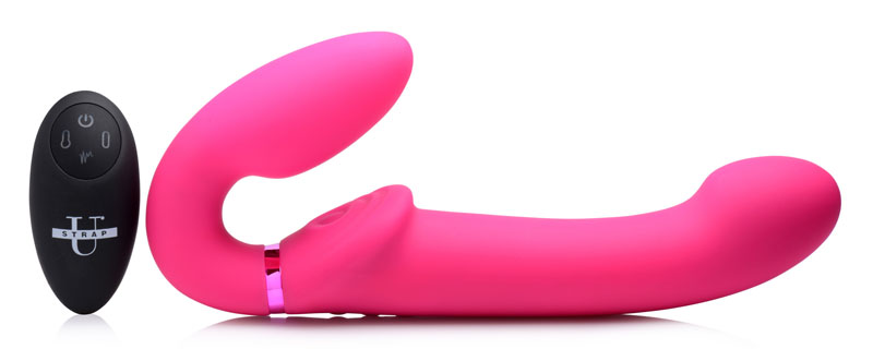 10X Remote Control Ergo-Fit G-Pulse Inflatable and Vibrating Strapless Strap-on - Pink - Image 3