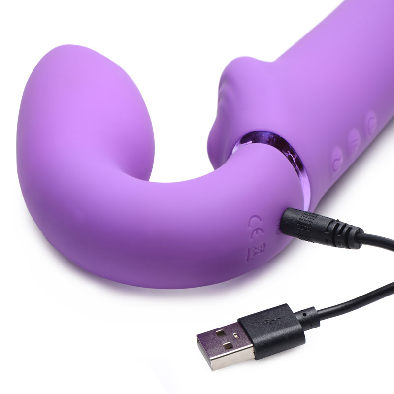 10X Remote Control Ergo-Fit G-Pulse Inflatable and Vibrating Strapless Strap-on - Purple - Image 8