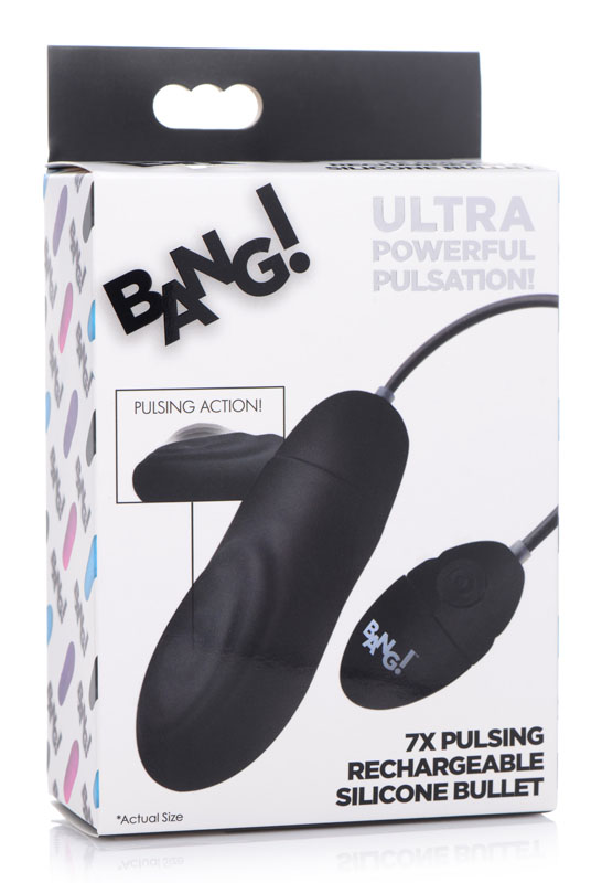 7X Pulsing Rechargeable Silicone Vibrator - Black - Image 6