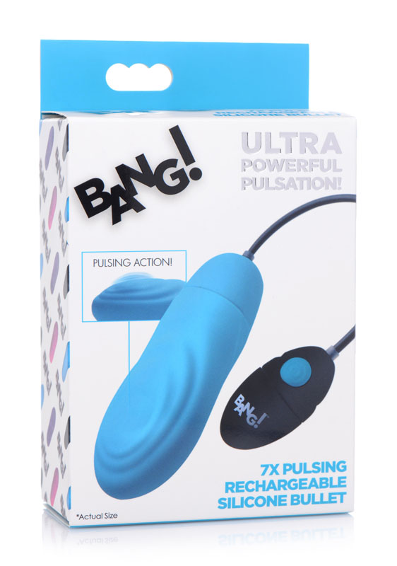 7X Pulsing Rechargeable Silicone Vibrator - Blue - Image 6