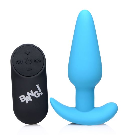 Remote Control 21X Vibrating Silicone Butt Plug - Blue - Image 4