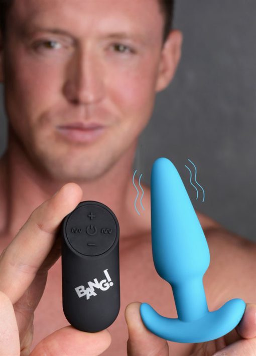 Remote Control 21X Vibrating Silicone Butt Plug - Blue - Image 2