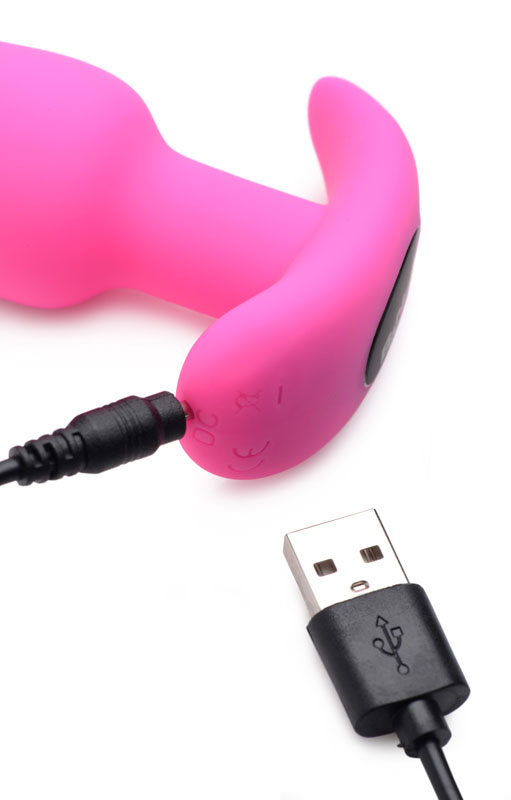 Remote Control 21X Vibrating Silicone Butt Plug - Pink - Image 6