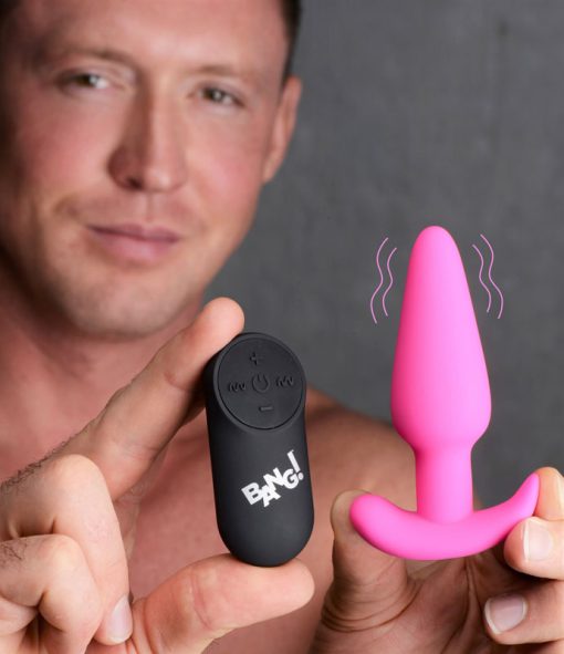 Remote Control 21X Vibrating Silicone Butt Plug - Pink - Image 2