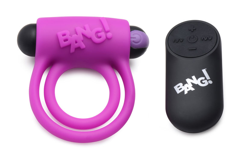 Remote Control 28X Vibrating Cock Ring and Bullet - Purple - Image 2