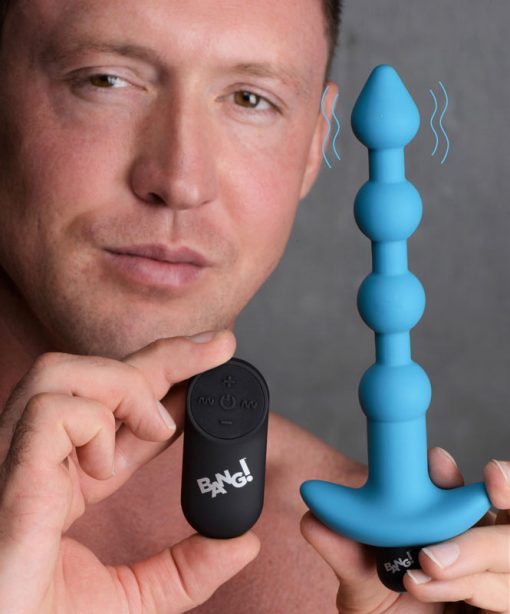 Remote Control Vibrating Silicone Anal Beads - Blue - Image 2