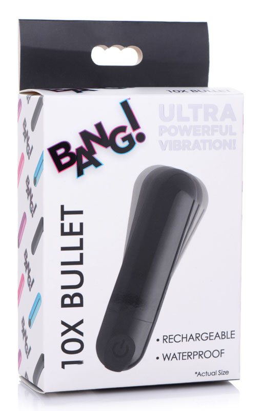 10X Rechargeable Vibrating Metallic Bullet - Black - Image 8