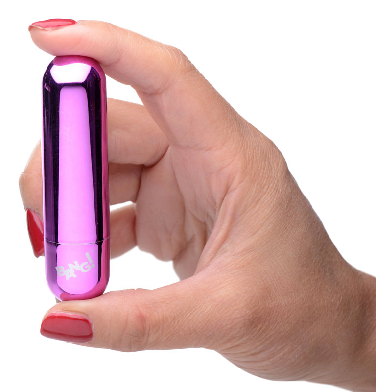 10X Rechargeable Vibrating Metallic Bullet - Purple - Image 3