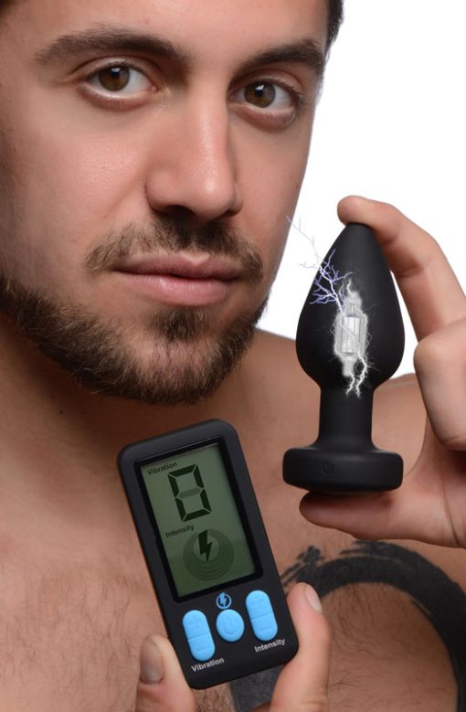 E-Stim Pro Silicone Vibrating Anal Plug with Remote Control - Image 2