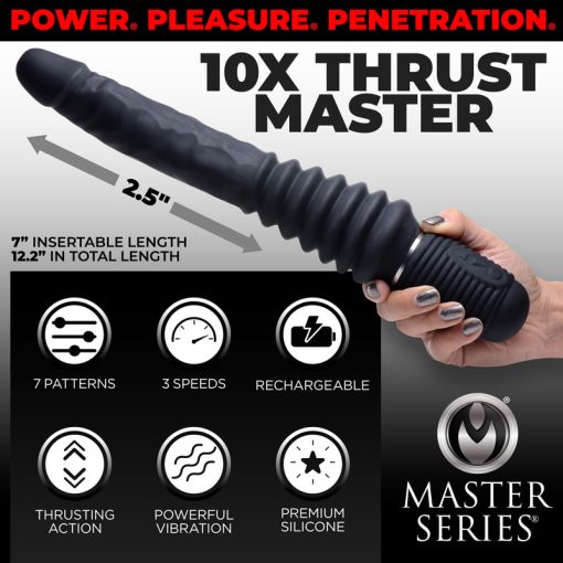 10X Silicone Vibrating and Thrusting Dildo - Image 2