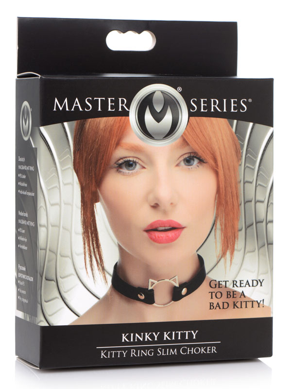 Kinky Kitty Ring Slim Choker - Black - Image 5