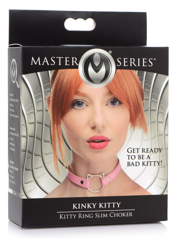 Kinky Kitty Ring Slim Choker - Pink - Image 5