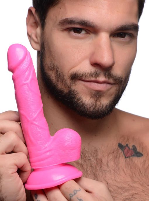 6.5 Inch Dildo with Balls - Pink - Image 2