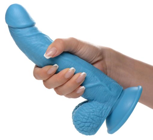 7.5 Inch Dildo with Balls - Blue - Image 3