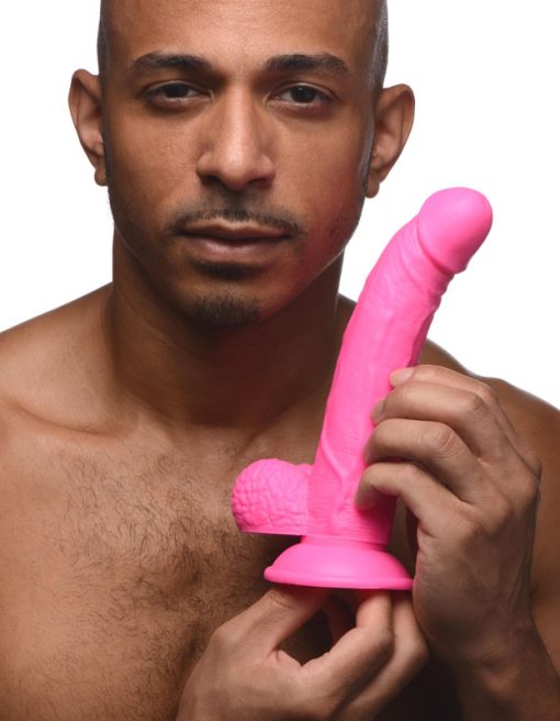 7.5 Inch Dildo with Balls - Pink - Image 2