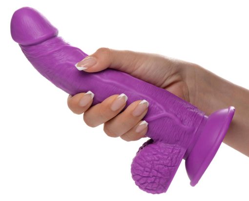 7.5 Inch Dildo with Balls - Purple - Image 3